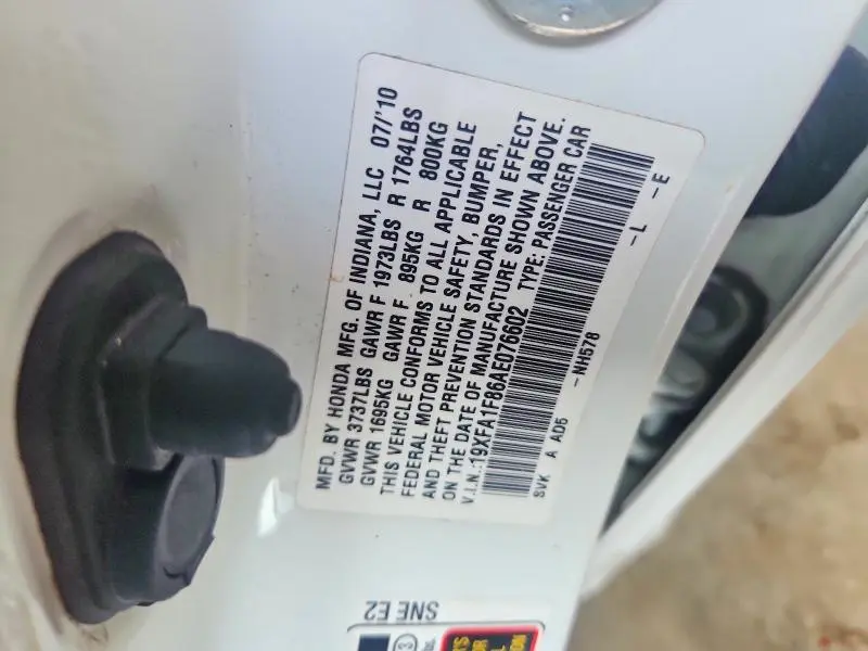 2010 HONDA CIVIC EX  