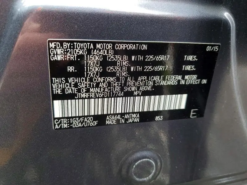2015 TOYOTA RAV4 XLE  