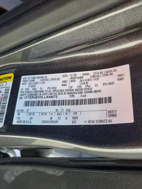 2020 FORD RANGER XL  