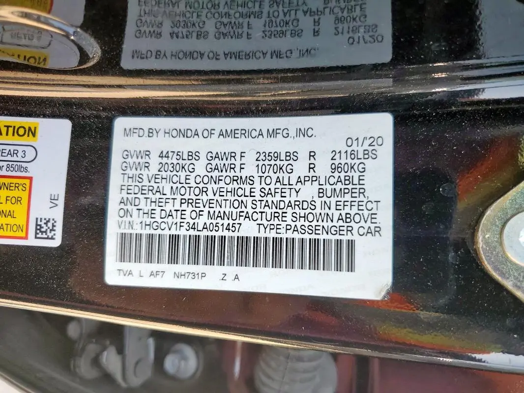 2020 HONDA ACCORD SPORT  