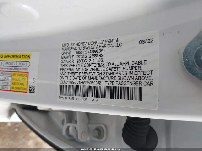 2022 HONDA ACCORD EX-L