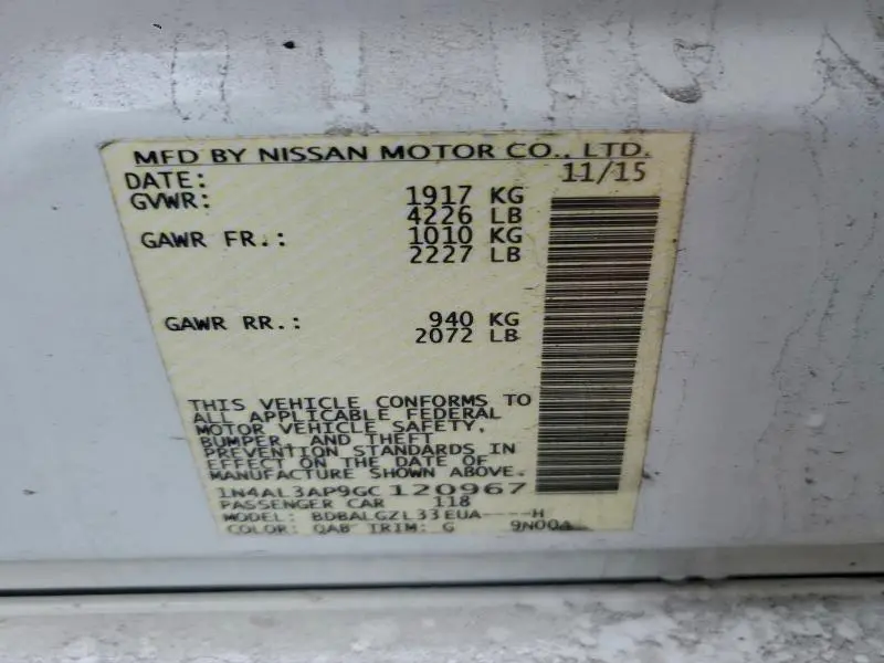 2016 NISSAN ALTIMA 2.5  