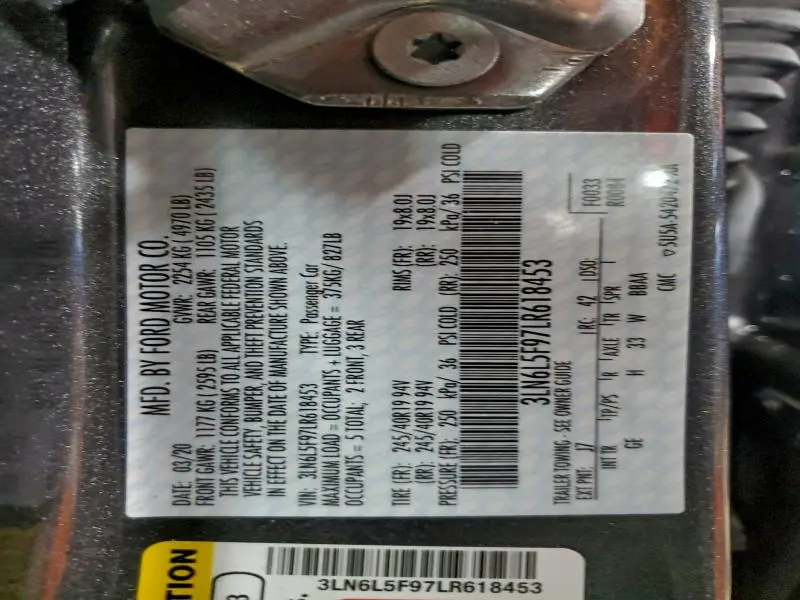 2020 LINCOLN MKZ RESERVE  