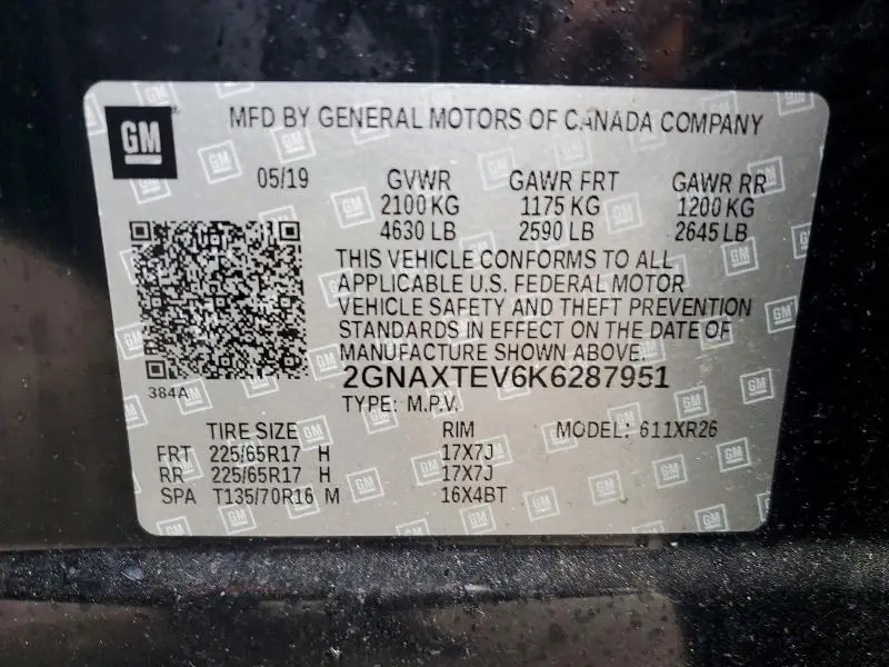 2019 CHEVROLET EQUINOX LT  