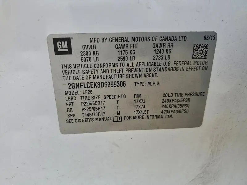 2013 CHEVROLET EQUINOX LS  