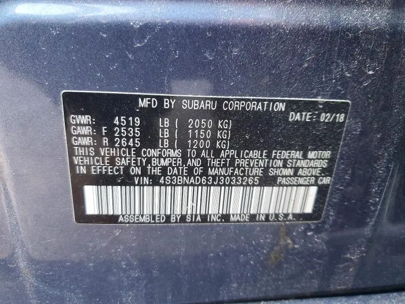 2018 SUBARU LEGACY 2.5I PREMIUM  