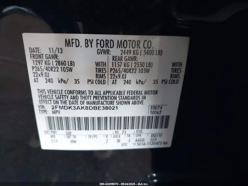 2013 FORD EDGE SPORT