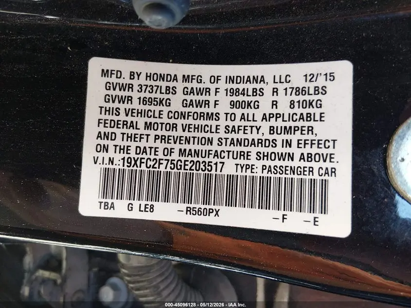 2016 HONDA CIVIC EX