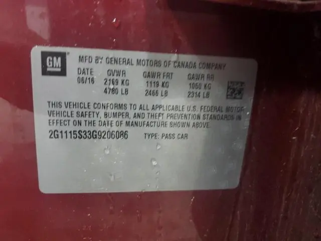 2016 CHEVROLET IMPALA LT  