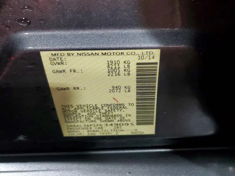 2015 NISSAN ALTIMA 2.5 SL  