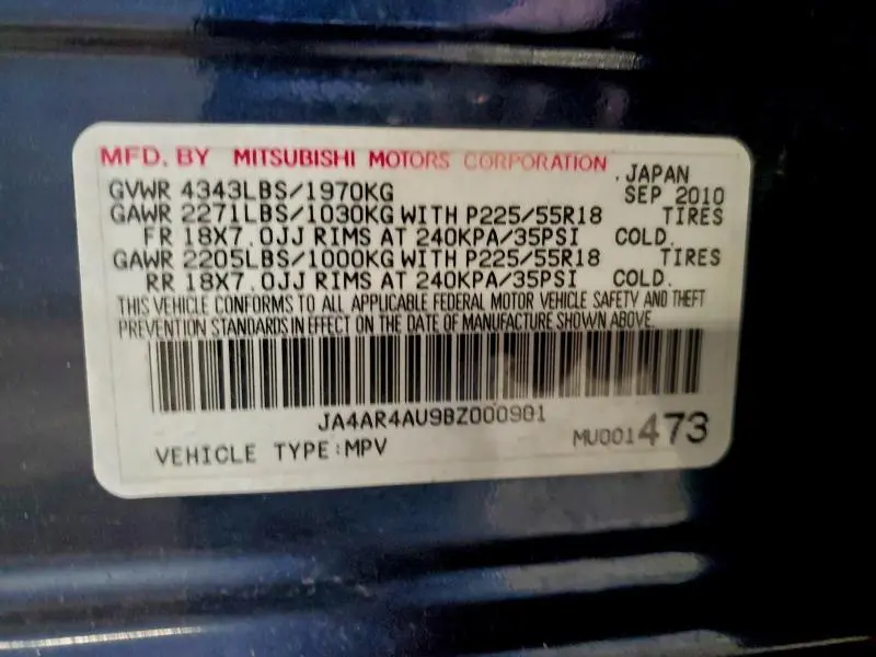 2011 MITSUBISHI OUTLANDER SPORT SE  