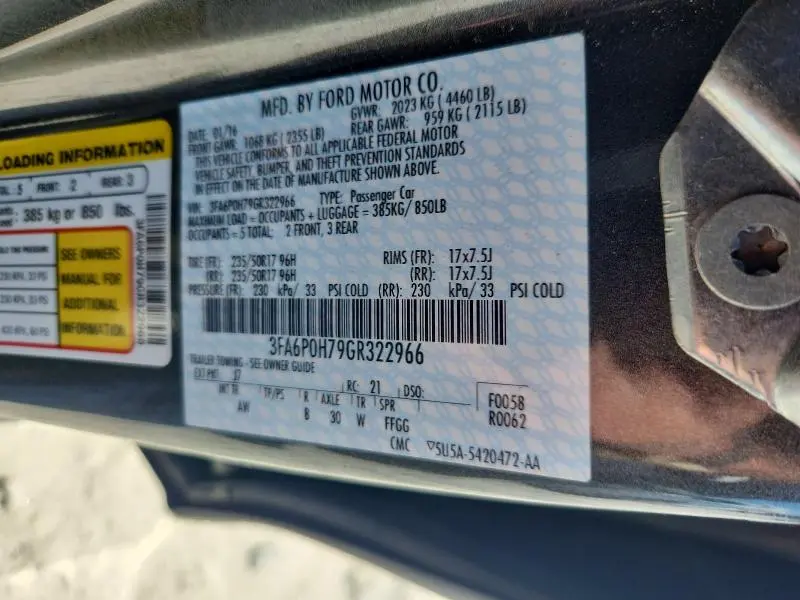 2016 FORD FUSION SE  