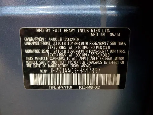 2015 SUBARU FORESTER 2.5I  