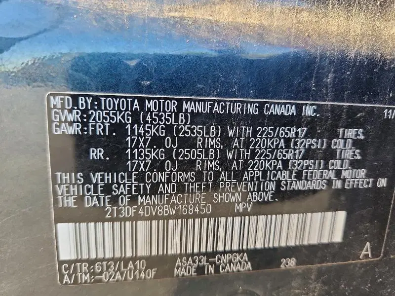 2011 TOYOTA RAV4 LIMITED  