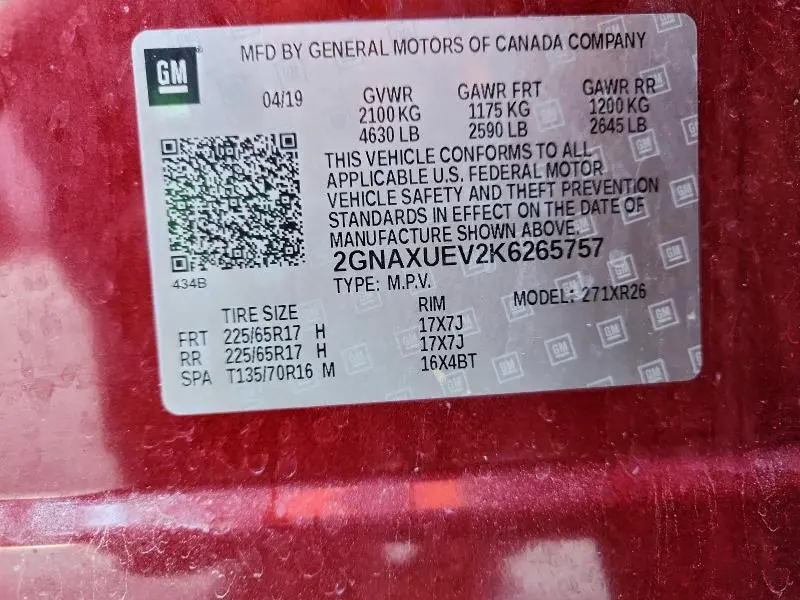 2019 CHEVROLET EQUINOX LT  