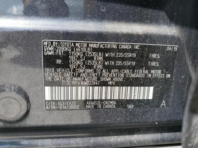 2019 TOYOTA RAV4 XLE PREMIUM