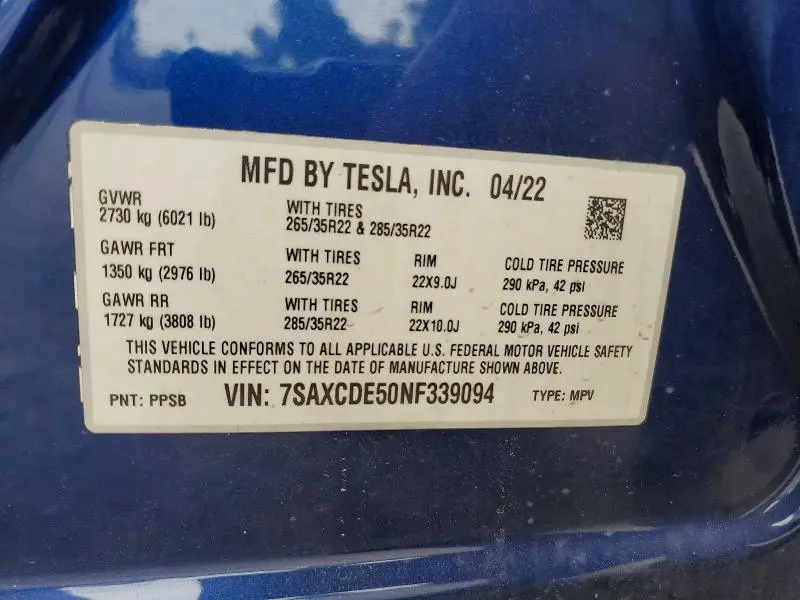 2022 TESLA MODEL X   