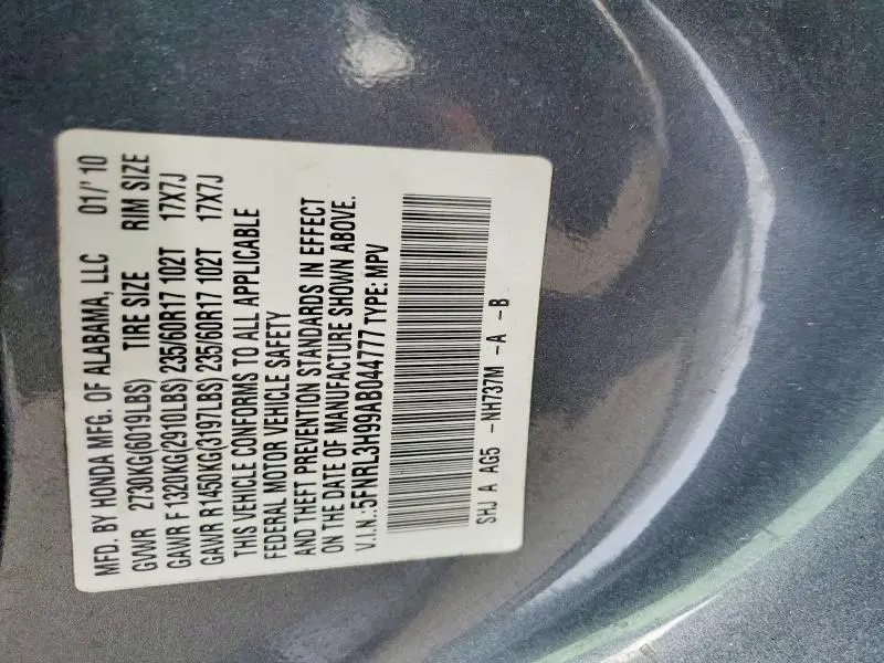 2010 HONDA ODYSSEY TOURING  