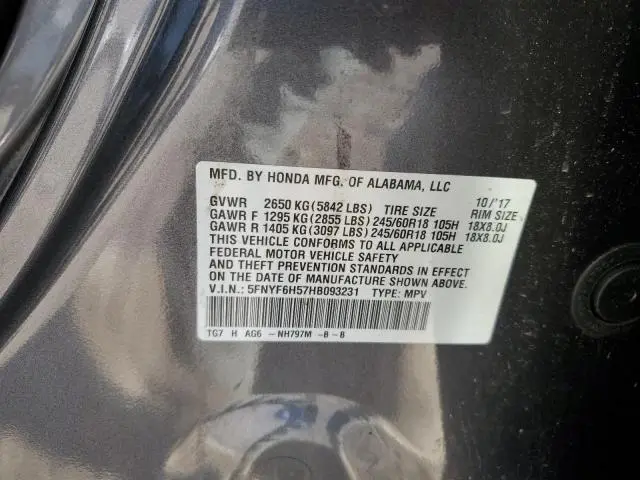 2017 HONDA PILOT EXL  