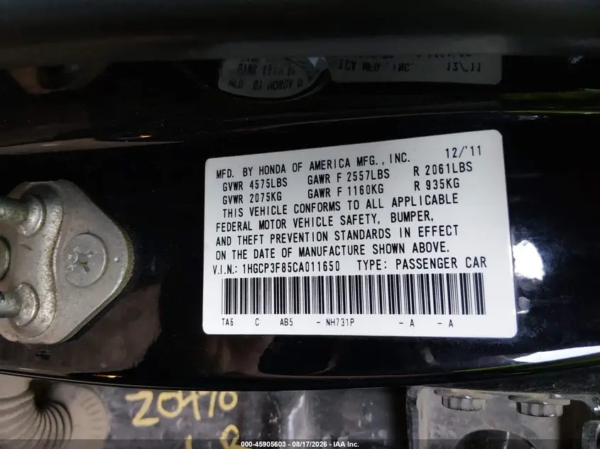 2012 HONDA ACCORD 3.5 EX-L