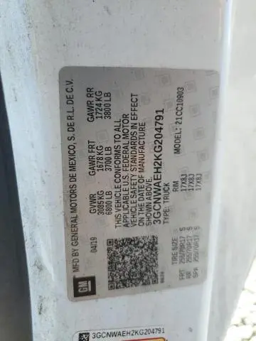 2019 CHEVROLET SILVERADO C1500  