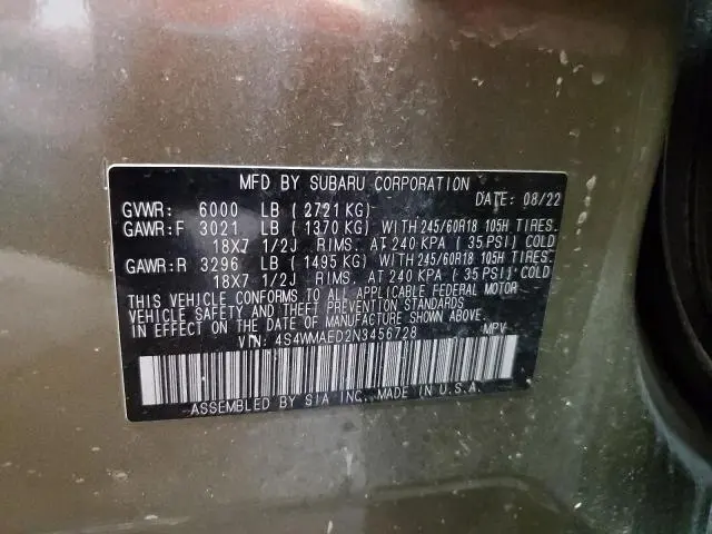 2022 SUBARU ASCENT PREMIUM  