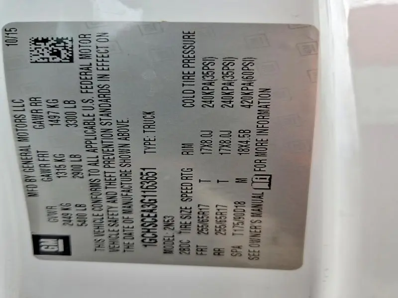 2016 CHEVROLET COLORADO LT  