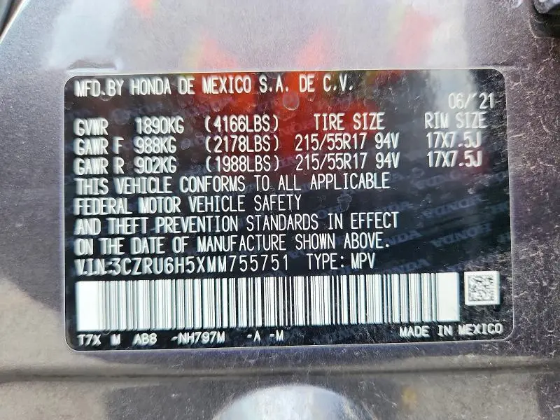 2021 HONDA HR-V EX  
