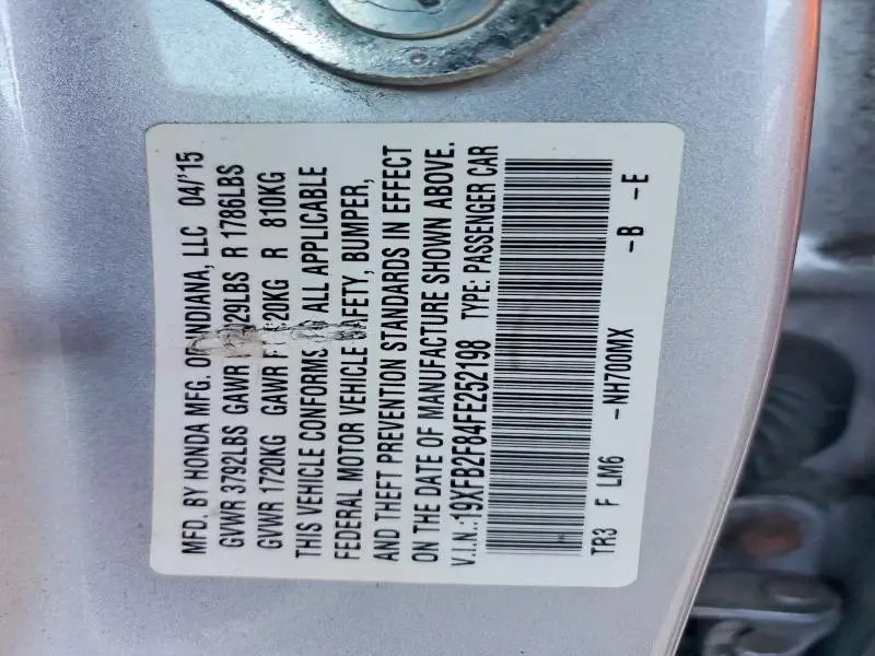 2015 HONDA CIVIC EX  