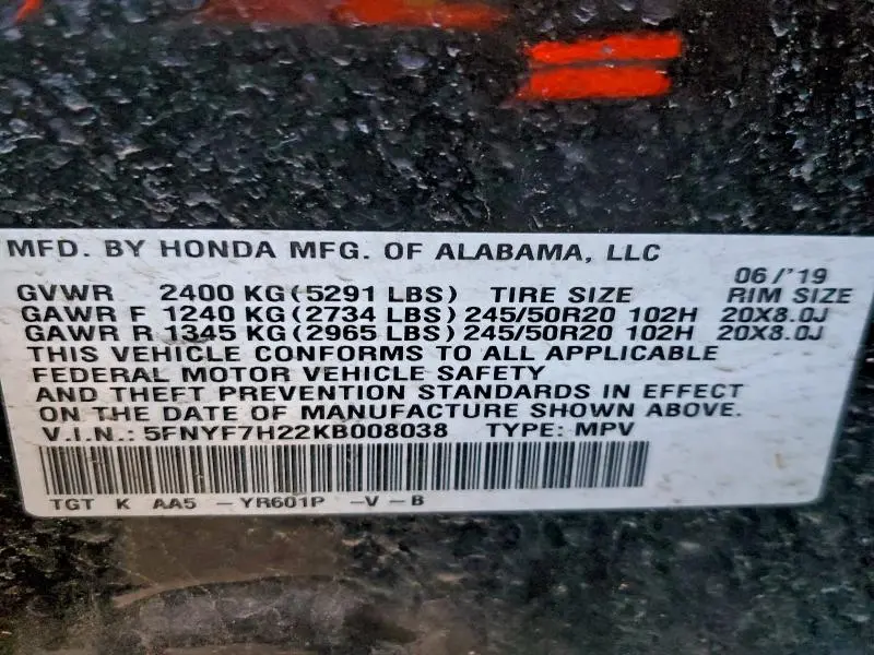 2019 HONDA PASSPORT SPORT  
