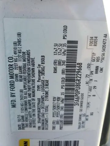 2016 FORD FUSION SE PHEV  