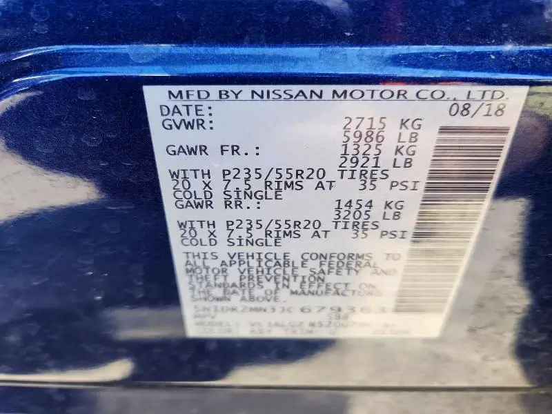 2018 NISSAN PATHFINDER SL  