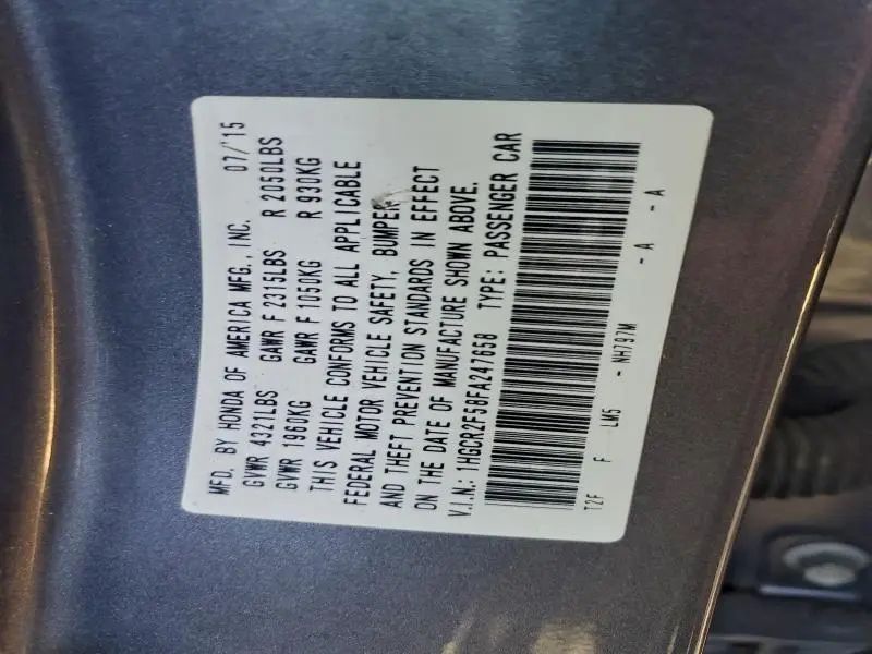 2015 HONDA ACCORD SPORT  