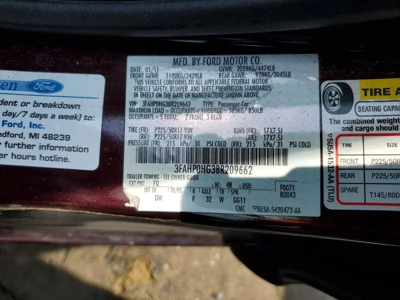 2011 FORD FUSION SE  