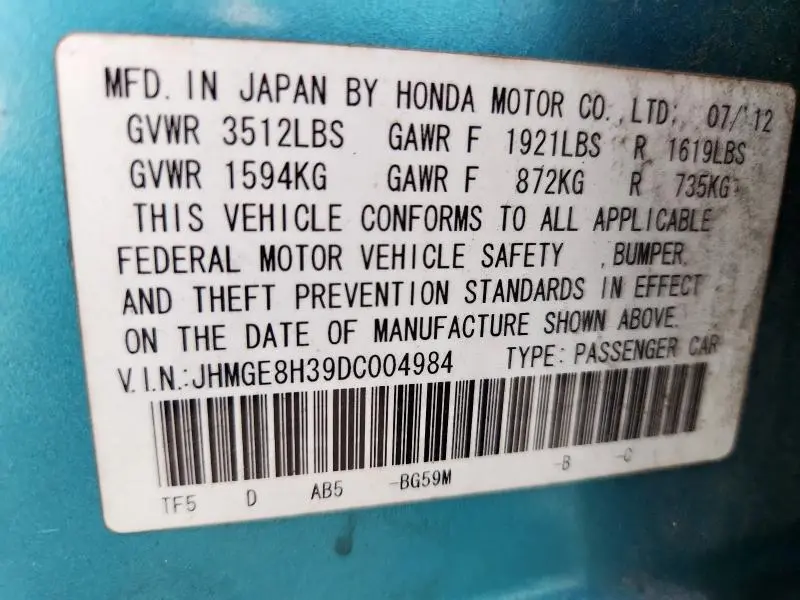2013 HONDA FIT