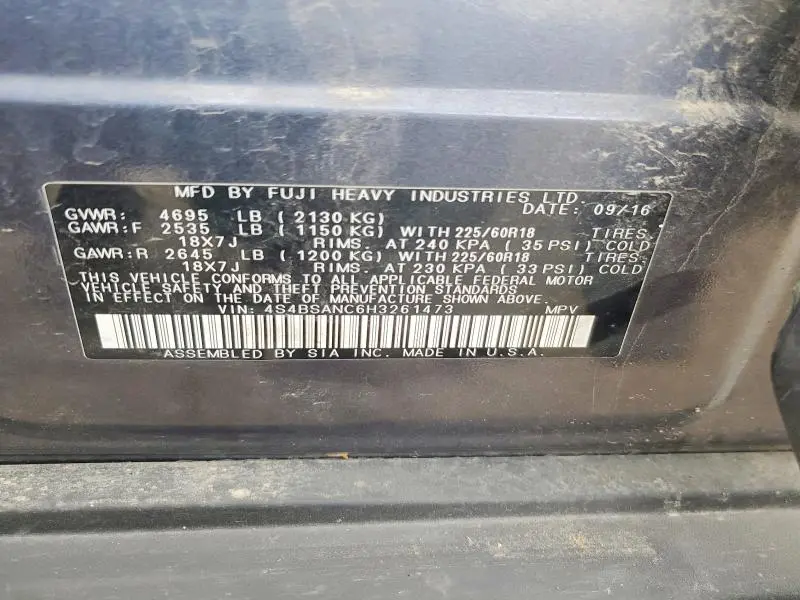 2017 SUBARU OUTBACK 2.5I LIMITED  