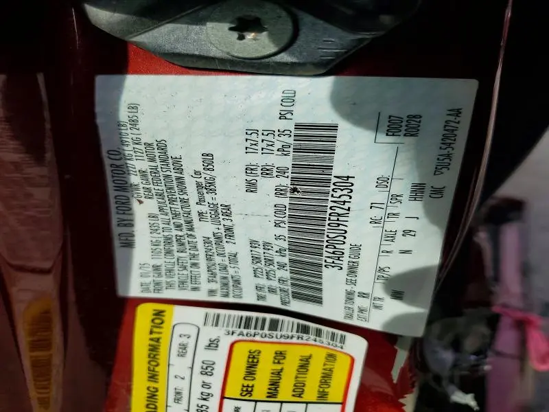 2015 FORD FUSION TITANIUM PHEV  