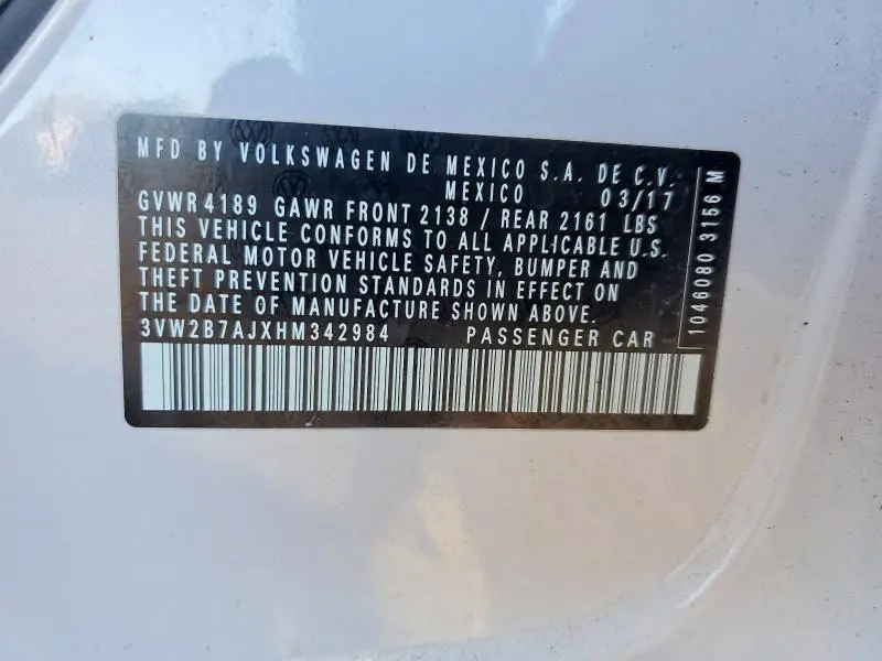 2017 VOLKSWAGEN JETTA S  