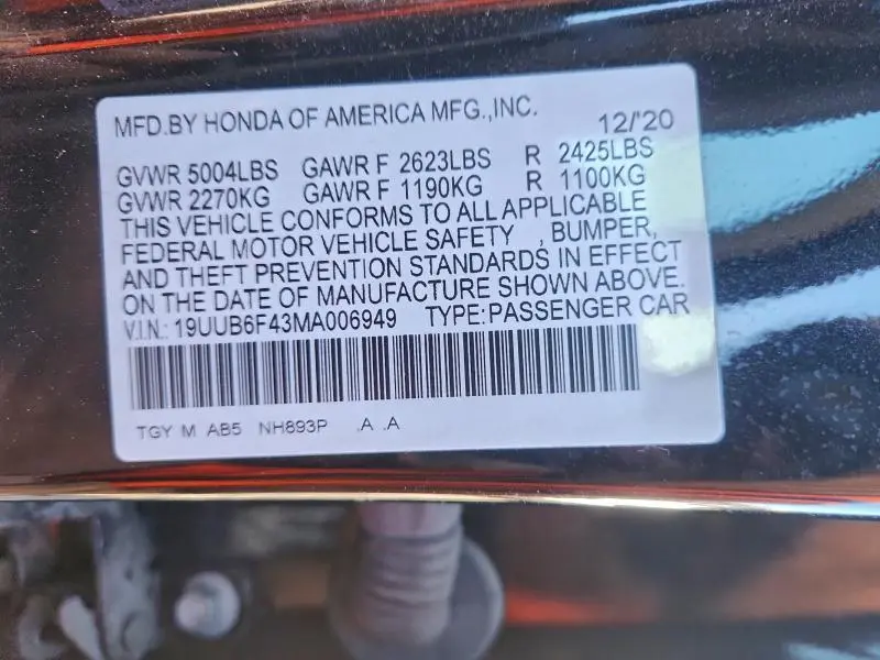2021 ACURA TLX TECHNOLOGY  