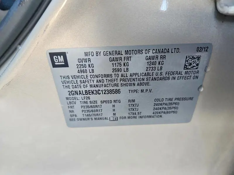 2012 CHEVROLET EQUINOX LS  