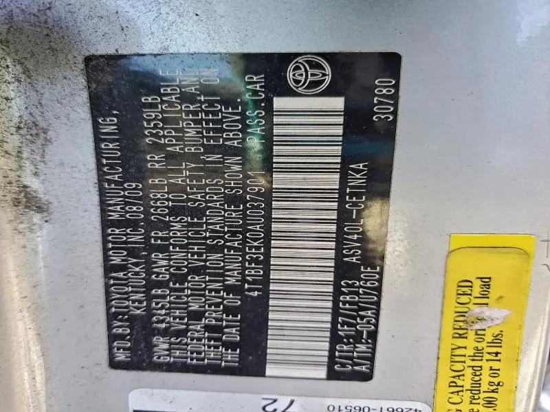 2010 TOYOTA CAMRY BASE  
