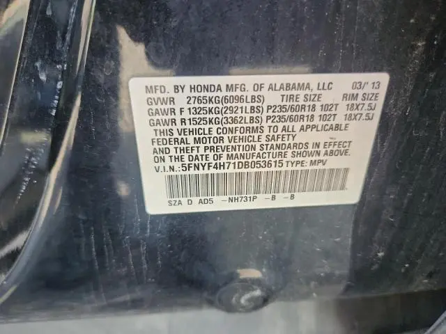 2013 HONDA PILOT EXLN  