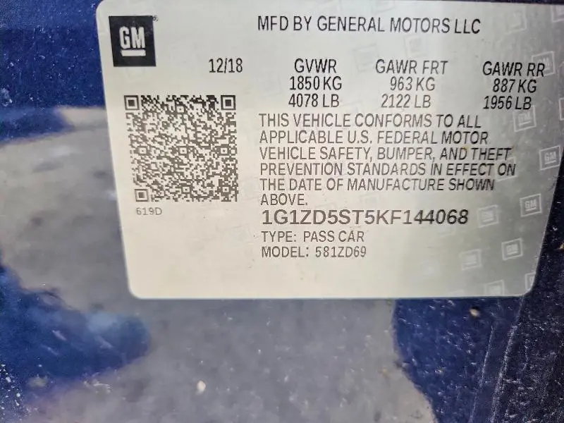 2019 CHEVROLET MALIBU LT  