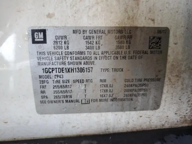 2017 CHEVROLET COLORADO Z71  