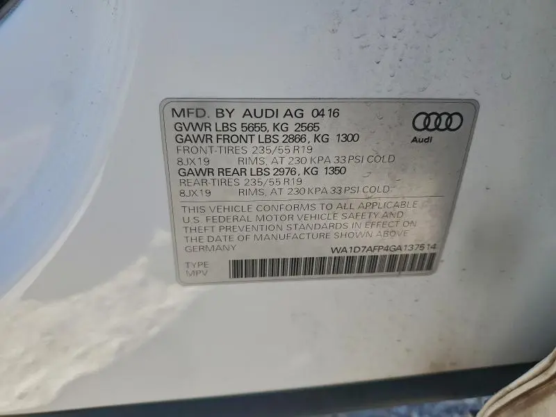 2016 AUDI Q5 PREMIUM PLUS S-LINE  