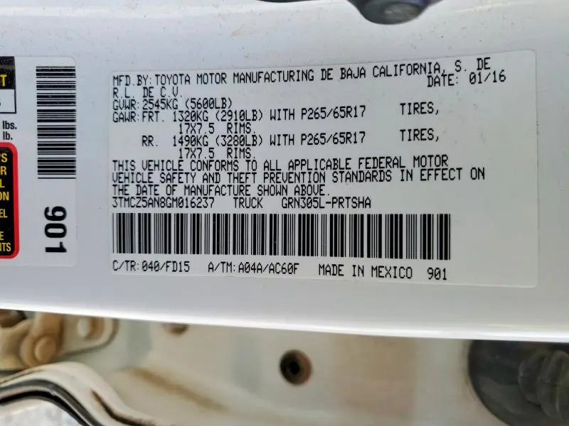 2016 TOYOTA TACOMA DOUBLE CAB  