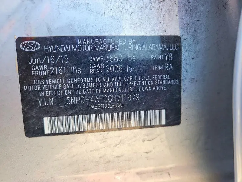 2016 HYUNDAI ELANTRA SE  