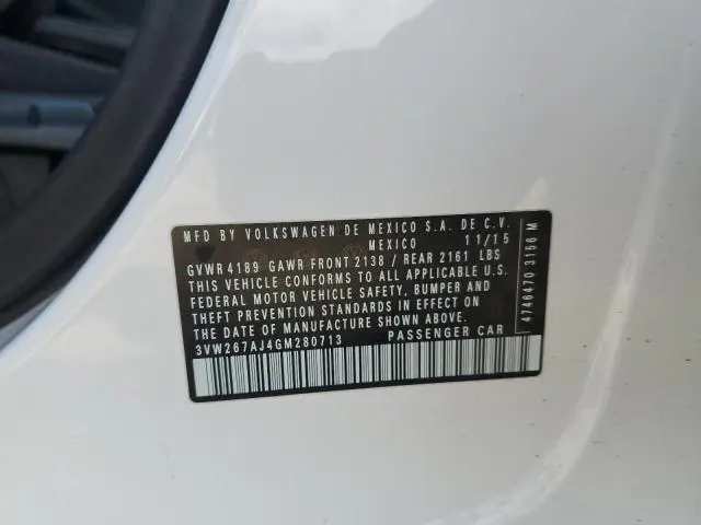 2016 VOLKSWAGEN JETTA S  