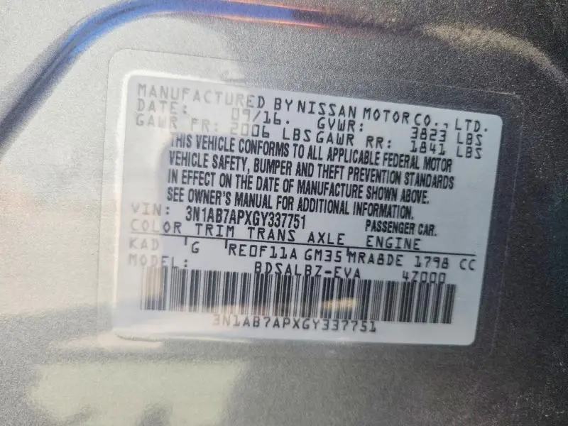 2016 NISSAN SENTRA S  