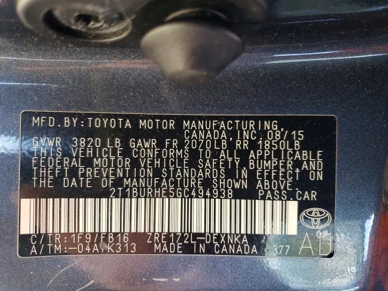 2016 TOYOTA COROLLA LE  